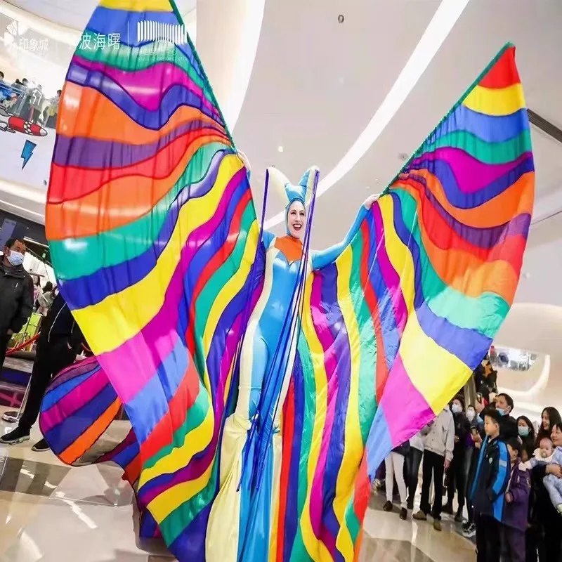 Halloween Cosplay Stilt walker Paradise Parade Performance Cloth Brazil Super Large Wings Brazilian Butterfly Costume