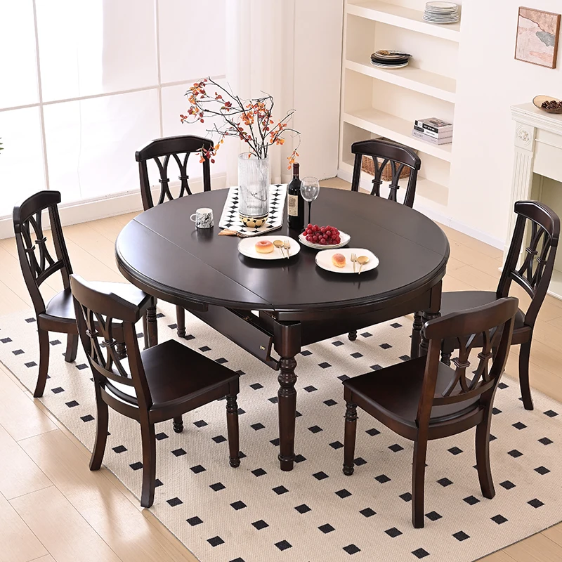 

table, multi-functional round table small apartment 4 people 6 people eating table, jumping table and chair combination