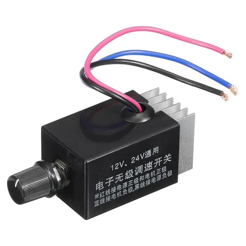 Universal 12V24V Car Truck Electric Fan Speed Control Knob Switch, Stepless Speed Control with Heat Sink Switch