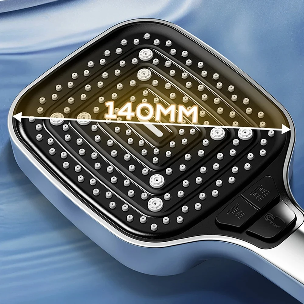 Kepala Pancuran Bertekanan Tinggi 3 Mode Dapat Disesuaikan, Kepala Pancuran Bertekanan Besar Hemat Air, Aksesori Kamar Mandi