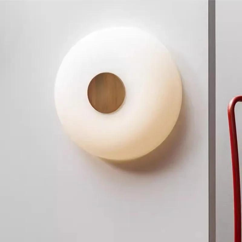 

Modern Circular Minimalist Glass Wall Lamp Bedroom Bedside Living Room Study Hotel Corridor Designer High-end Art Sconces Lights