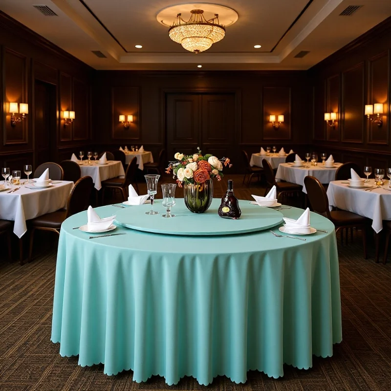 

Round dining tablecloth with turntable cover, hotel large round table tablecloth, fabric tablecloth for hotel banquets,