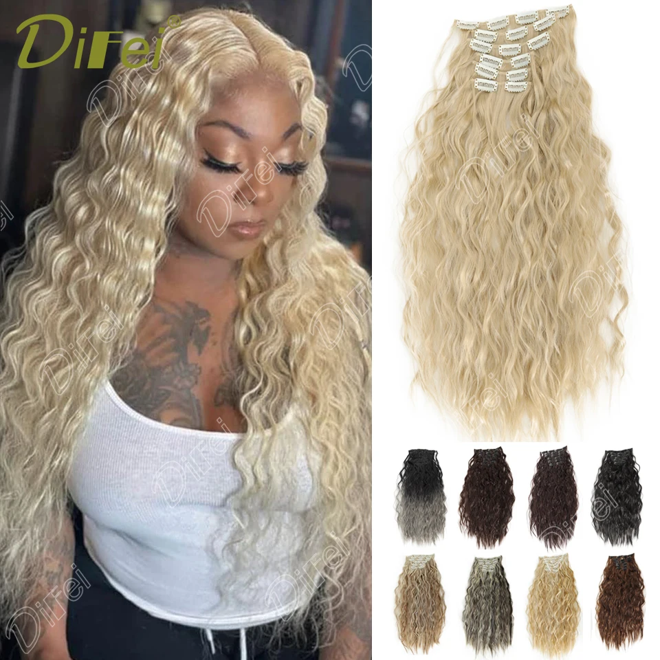 

DIFEI Маленький вьющийся синтетический парик для наращивания волос Женский парик BB Clip Style Пушистый набор из 6 предметов вьющийся парик Подходит для повседневного ношения