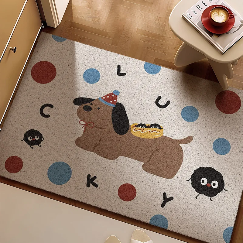 INS Style Cute Animals Welcome Entrance Doormat Non-slip PVC Floor Mats Entryway Porch Hallway Home Decor Dust Removal Carpet