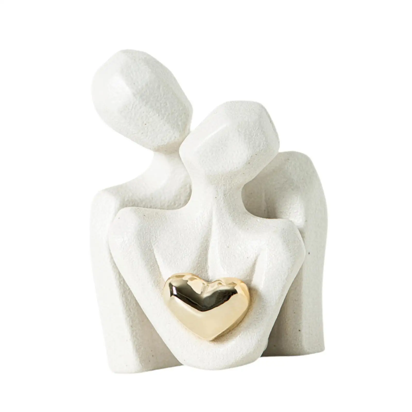 Ceramic Abstract Couple Embrace Figurine 7.2x9.5cm Elegant Accessory Artistic Versatile Romantic Minimalist Tabletop Ornament