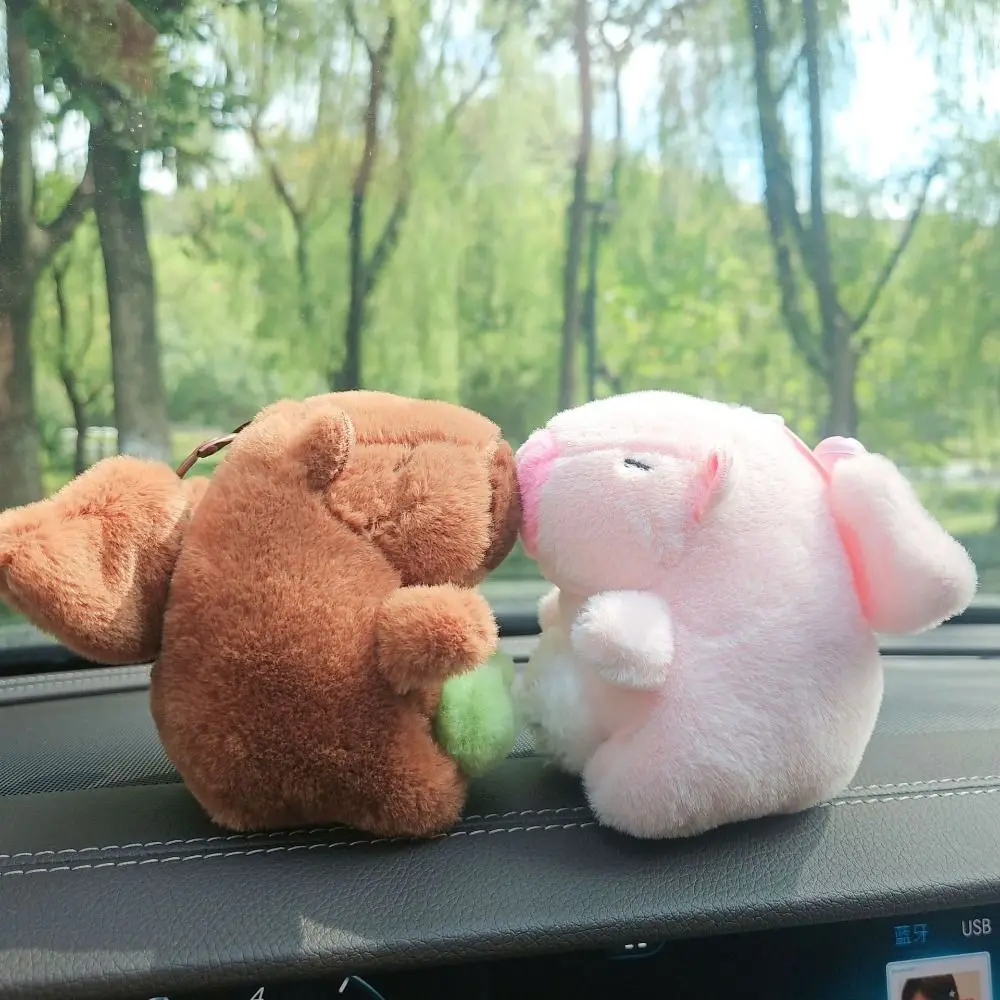 Couple Cute Capybara Key Chain Cartoon Animal Wings Plush Doll Pendant Furry Ornaments Car Keyring Boy