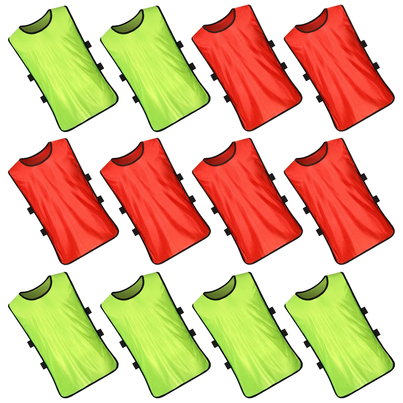 เสื้อกั๊กฝึกซ้อม 12 ชิ้น เสื้อกีฬาแขนกุดสำหรับเด็ก ฤดูร้อน น้ำหนักเบา แห้งเร็ว สำหรับฟุตบอล บาสเกตบอล ทีมกีฬา ไซส์ S สีสะท้อนแสง