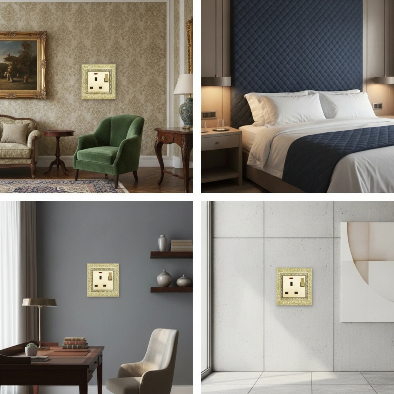 Socket Panel with Switch Retro 1gang 13a Socket One-Gang Wall Plate Floral Single Switch Wall Plate Vintage