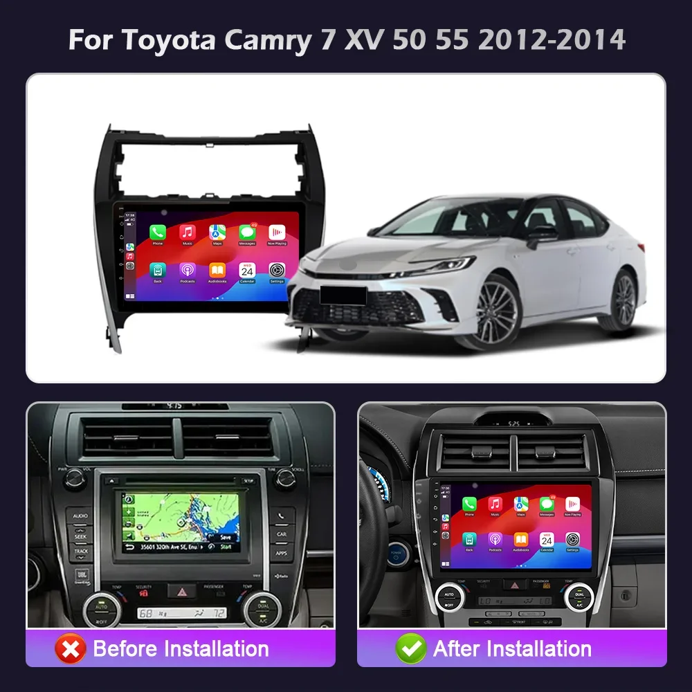 Android 14 For Toyota Camry 7 XV 50 55 2012-2014 Car Radio 4G Multimedia Navigation Wireless Bluetooth Carplay Head Unit Screen