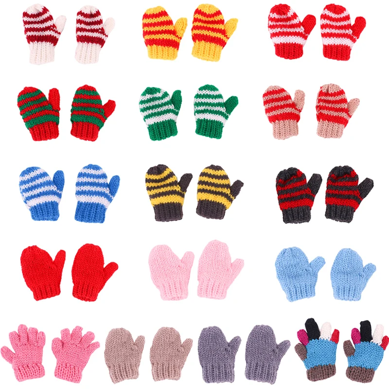 1 Paar Pop Mini Wollen Handschoenen Voor 18 Inch Meisje Pop 43 Cm Pop Babypop Kleding Willekeurige Stijl