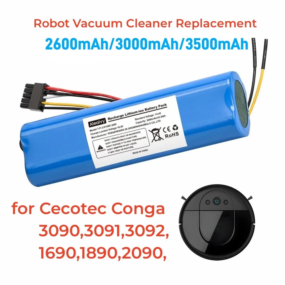 CECOTEC 3500mAh Li ion Battery for CONGA 3090 3091 3092 1690 1890 2090 Robot Vacuum Cleaner Replacement Accessories 14.4 Volt