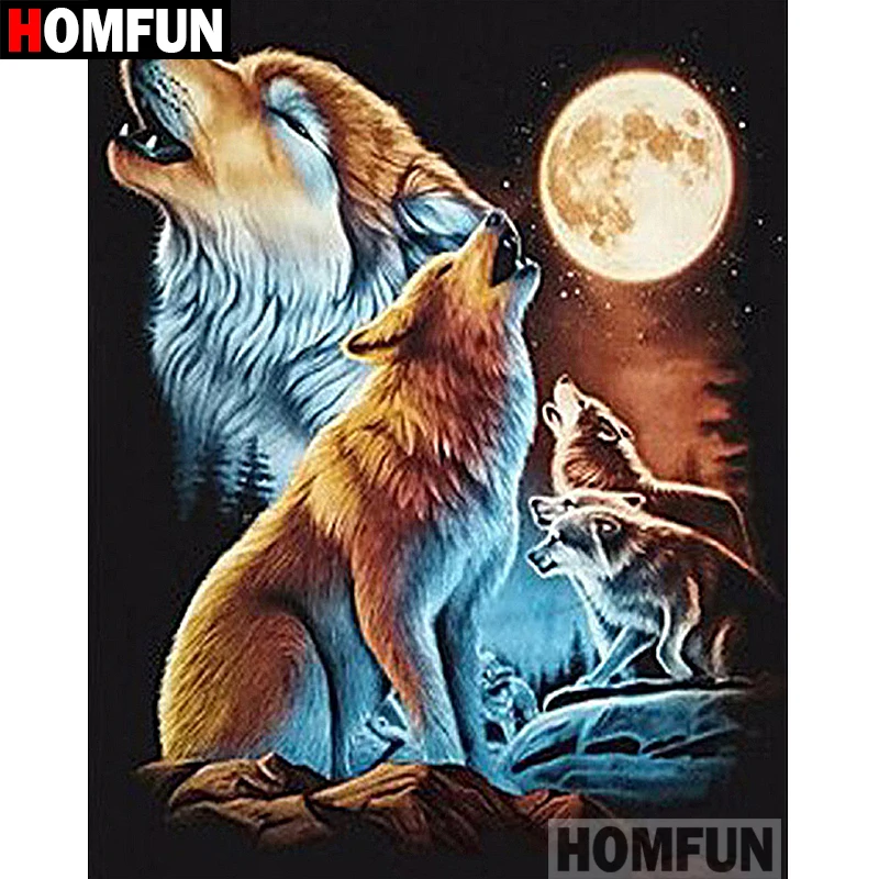 

HOMFUN 5D DIY алмазная живопись полная квадратная/круглая дрель "животное волк" 3D вышивка крестиком подарок домашний декор A01874