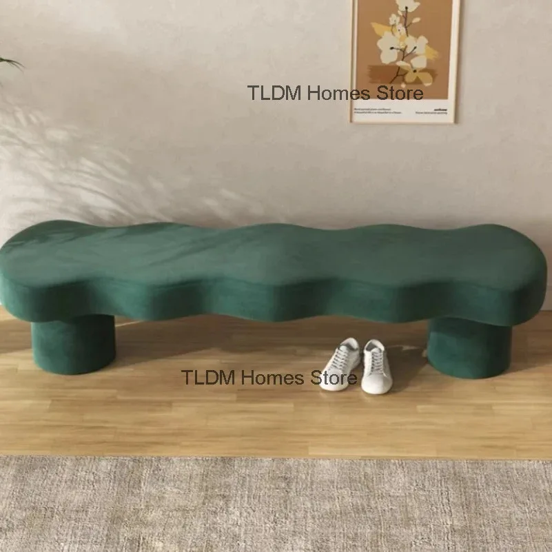 Velvet Furniture Nordic Sofa Room Designer Lamb Stools Bench Home Creative Ottomans Living Entrance Bedroom Shoe Changing Stool
