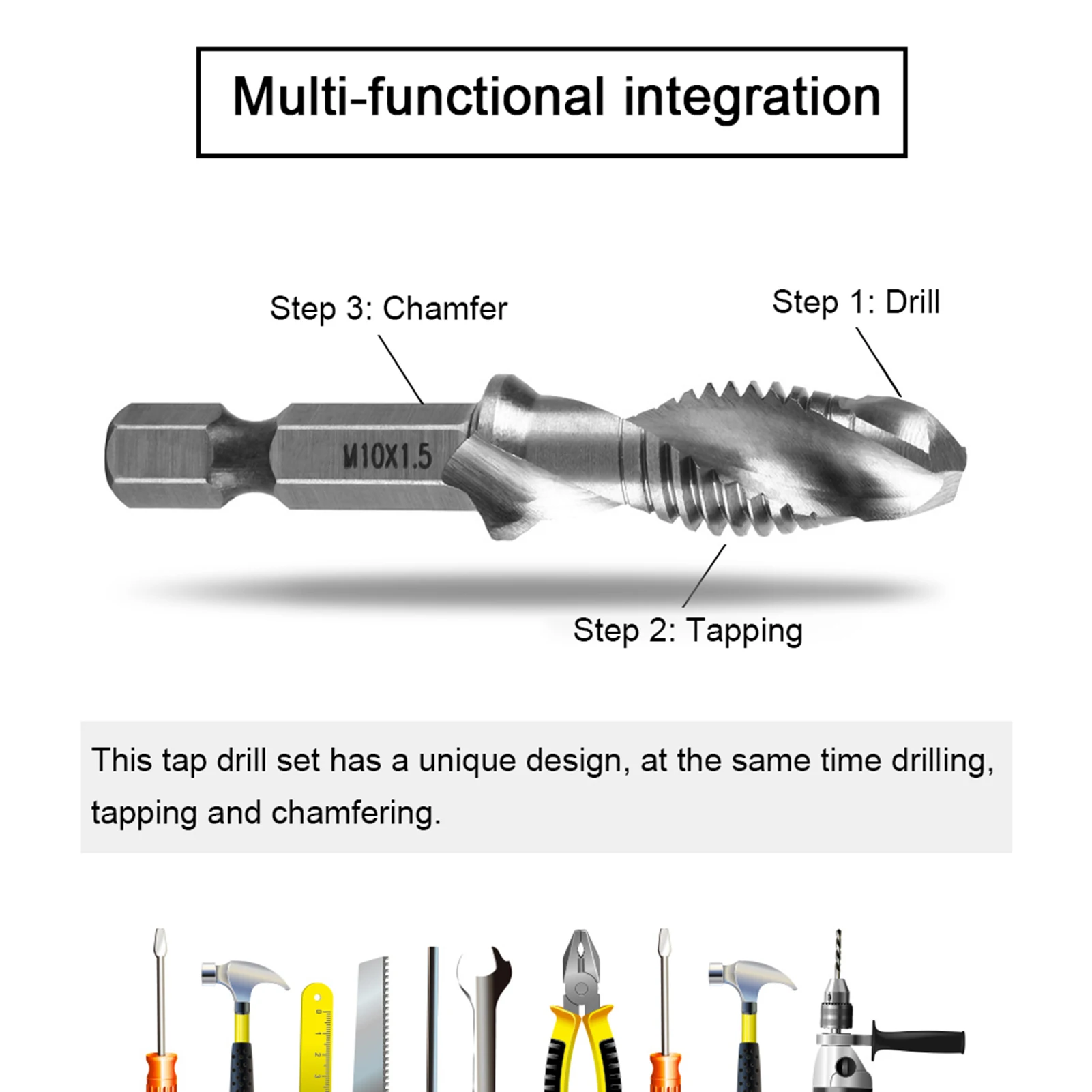 M4/M3/M5/M6/M8/M10 HSS 1/4 "codolo esagonale foratura e maschiatura vite integrata macchina rubinetti bit parte utensile elettrico