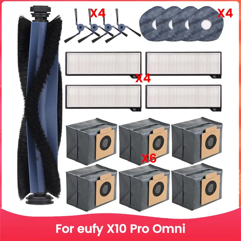 

Для Eufy X10 Pro Omni Foreufy X10 Pro Omni Основная боковая щетка HEPA-фильтры Швабра Тканевые мешки для пыли Запасные части