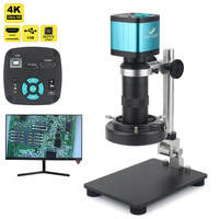 4K 48MP HDMI USB 60FPS Monocular Video Microscope Sets 48MP/55MP/13MP/8MP Digital Camera Lens 130X LED Light Repair Phone Solde
