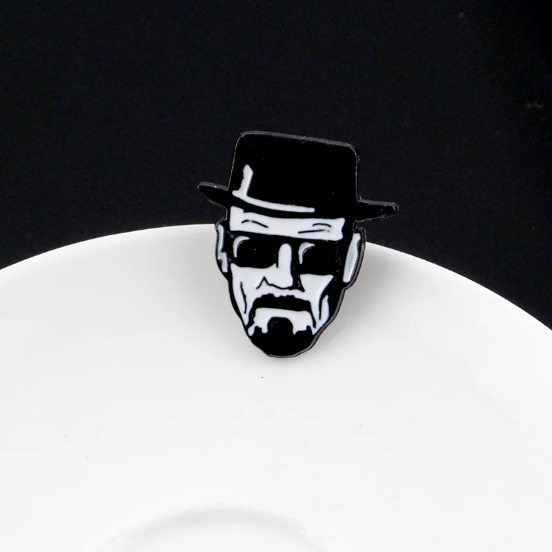 Heisenberg Brooch Breaking Bad Walter White Enamel Pin Lapel Brooch Metal Brooch Bag Badge Jewelry Gift for Kids Friend