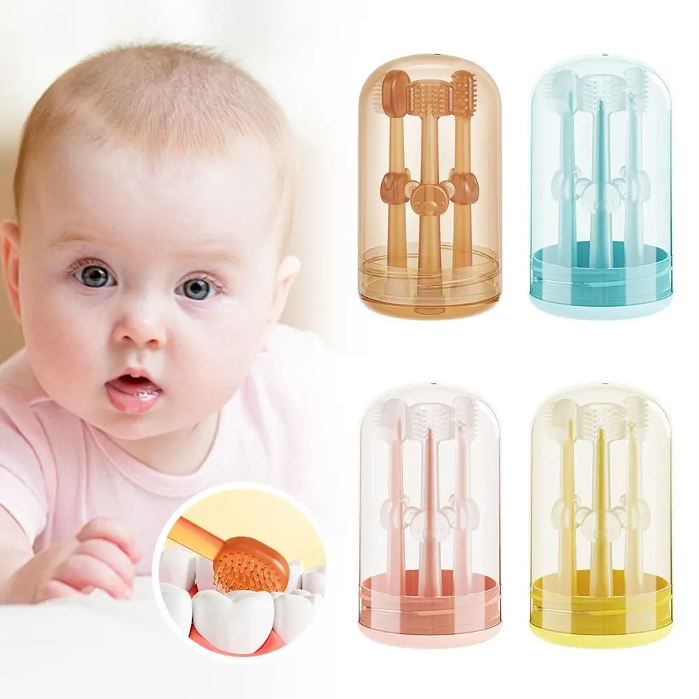 

3PCS Convenient Multicolor Milk Toothbrush U-Shaped Silicone Infant Mouth Cleaner Teething Boxed Baby Tongue Cleaner Baby