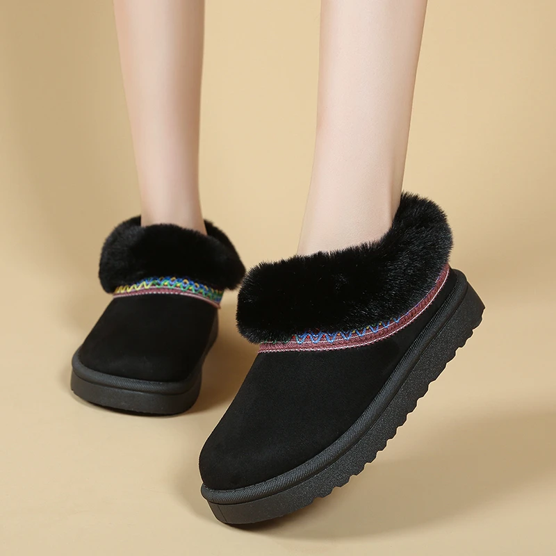 الشتاء أنيقة جولة اصبع القدم مثير وقطيفة سميكة سوليد أحذية الثلوج عارضة المألوف أفضل بيع الأحذية النسائية الجديدة المريحة #2