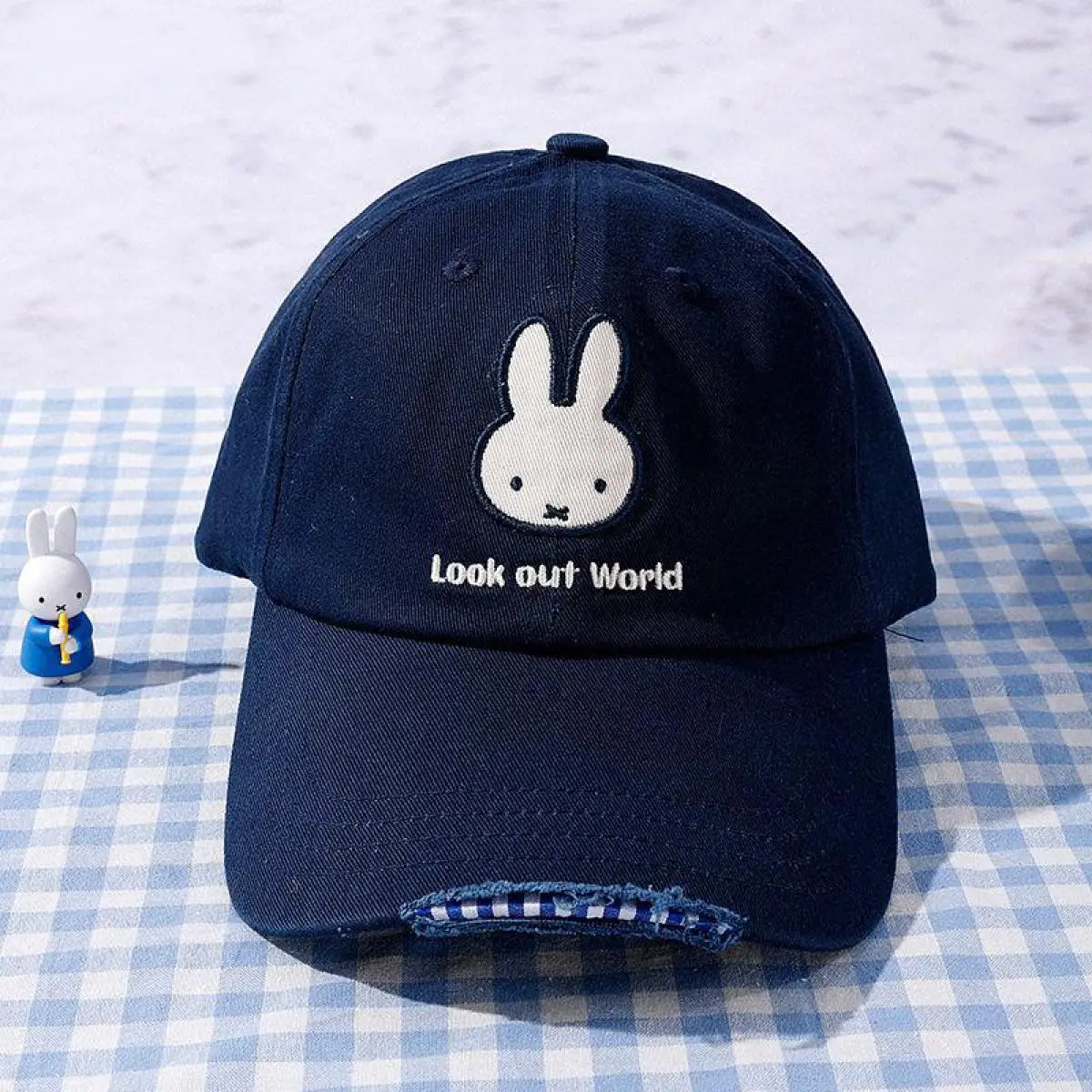 

Милый мультяшный кролик Miffy, креативная навигационная серия, вышитая бейсбольная шляпа, кукла-кролик, шляпа с утиным языком