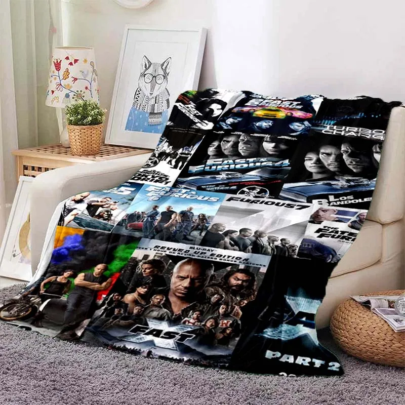 Fast & Furious Racing Scene Art Print Flannel Blanket Ultra Soft Warm Throw For Bedroom Sofa Car Racing Theme Home Bedding Gift