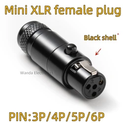 Pure copper gold-plated mini black XLR male and female plug socket, mini high-quality 3P/4P/5P/6P wireless mini microphone plug