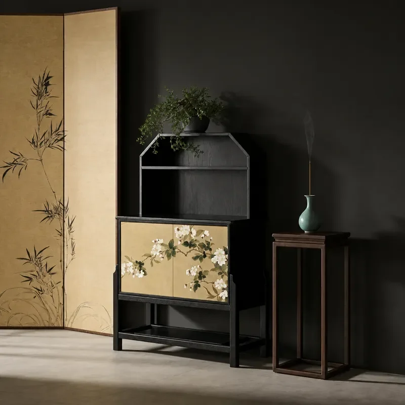 Song Style Ancient Rhyme Solid Wood Tea Cabinet Dining Side Cabinet Villa Bed and Breakfast Drawer Cabinet Home Storage