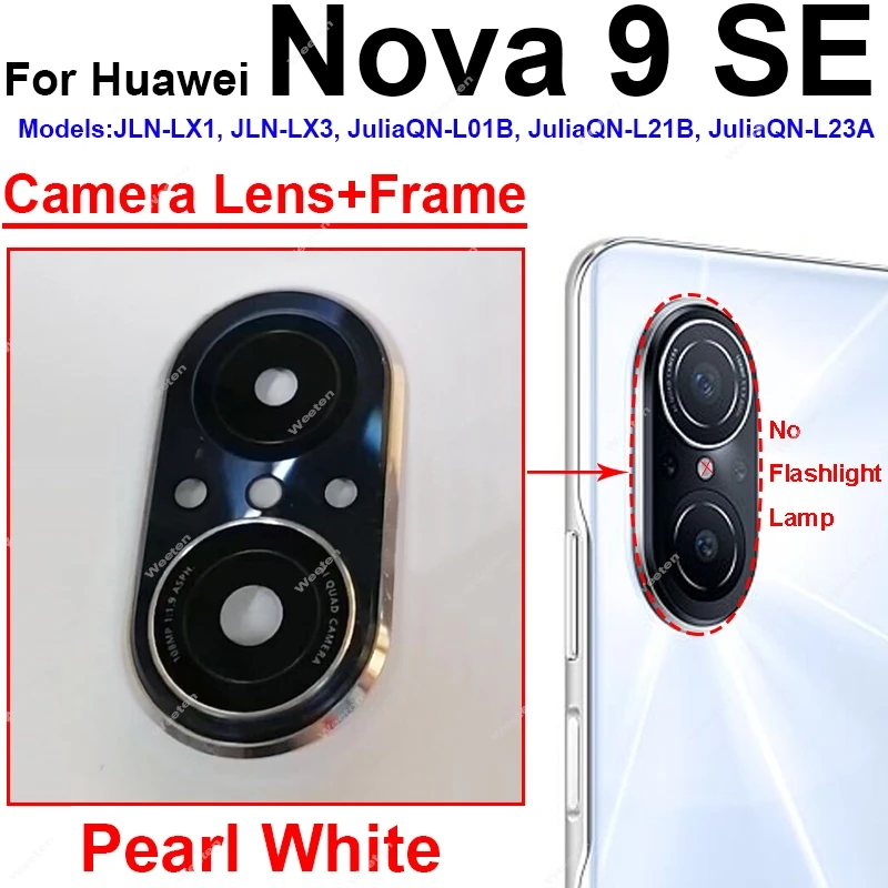 For Huawei Nova 9 Se 9SE Rear Camera Glass Lens Frame Back Camera Lens Glass Cover Adhensive Sticker Parts