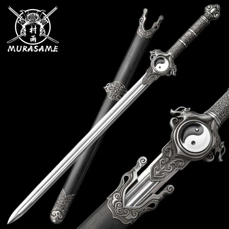Chinese Tai Chi Sword, High Manganese Steel Blade, Handmade Full Tang, Ready Training, Yin Yang Theme Guard Katana, Home Decor