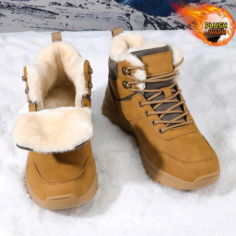 

Winter Cotton Sneakers for Men Warm Plush Snow Boots Outdoor Anti-slippery Waterproof Sports Shoes Hiking Shoes for Men 2025 New