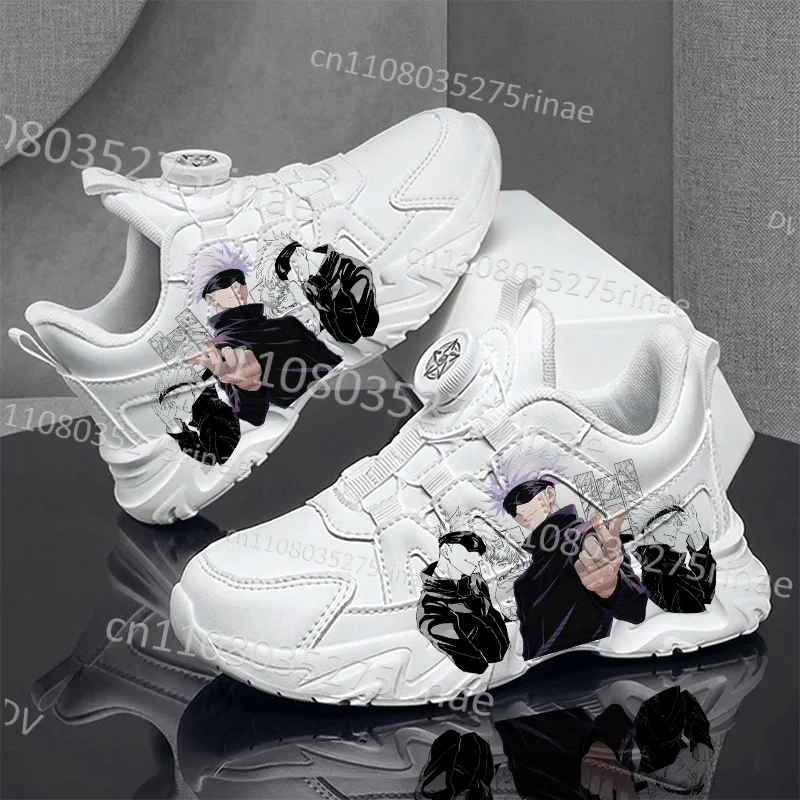 Gojo Satoru Kids Rotating Buckle Chunky Sneakers Cool Anime Print White Boys Sports Basketball Shoes Arch Support Shoes