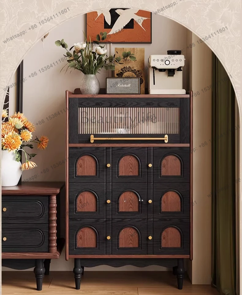 French vintage style solid wood vintage style wall-mounted TV cabinet storage cabinet