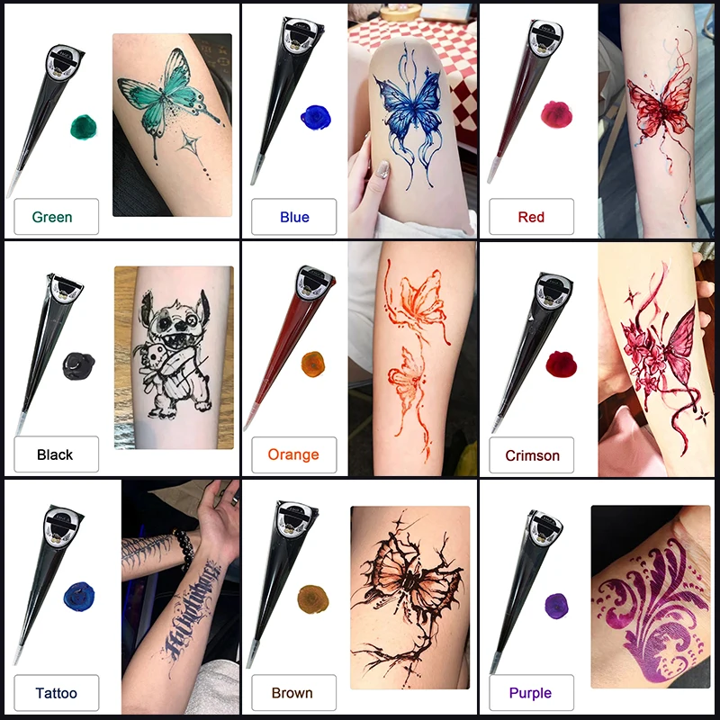 

Полуперманентная паста из хны для временных тату, водостойкий трафаретный пигмент для боди-арта, крем для татуировки хны, легко окрашивается