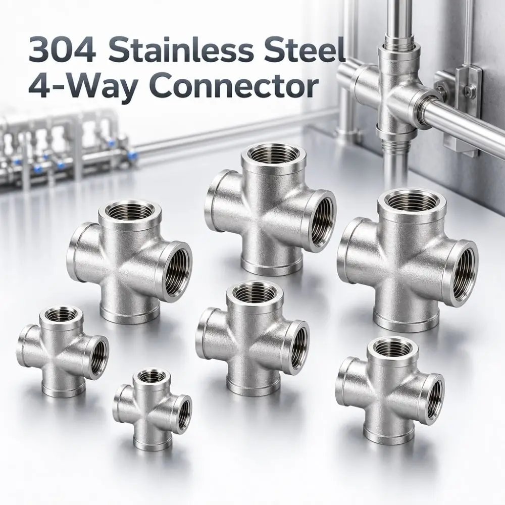 304 Stainless Steel 4-Way Connector 1/2