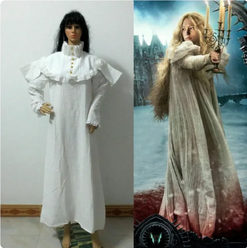 Crimson Peak Edith Cushing White Dress Role Playing Costume Carnival Halloween Set Adult Customization