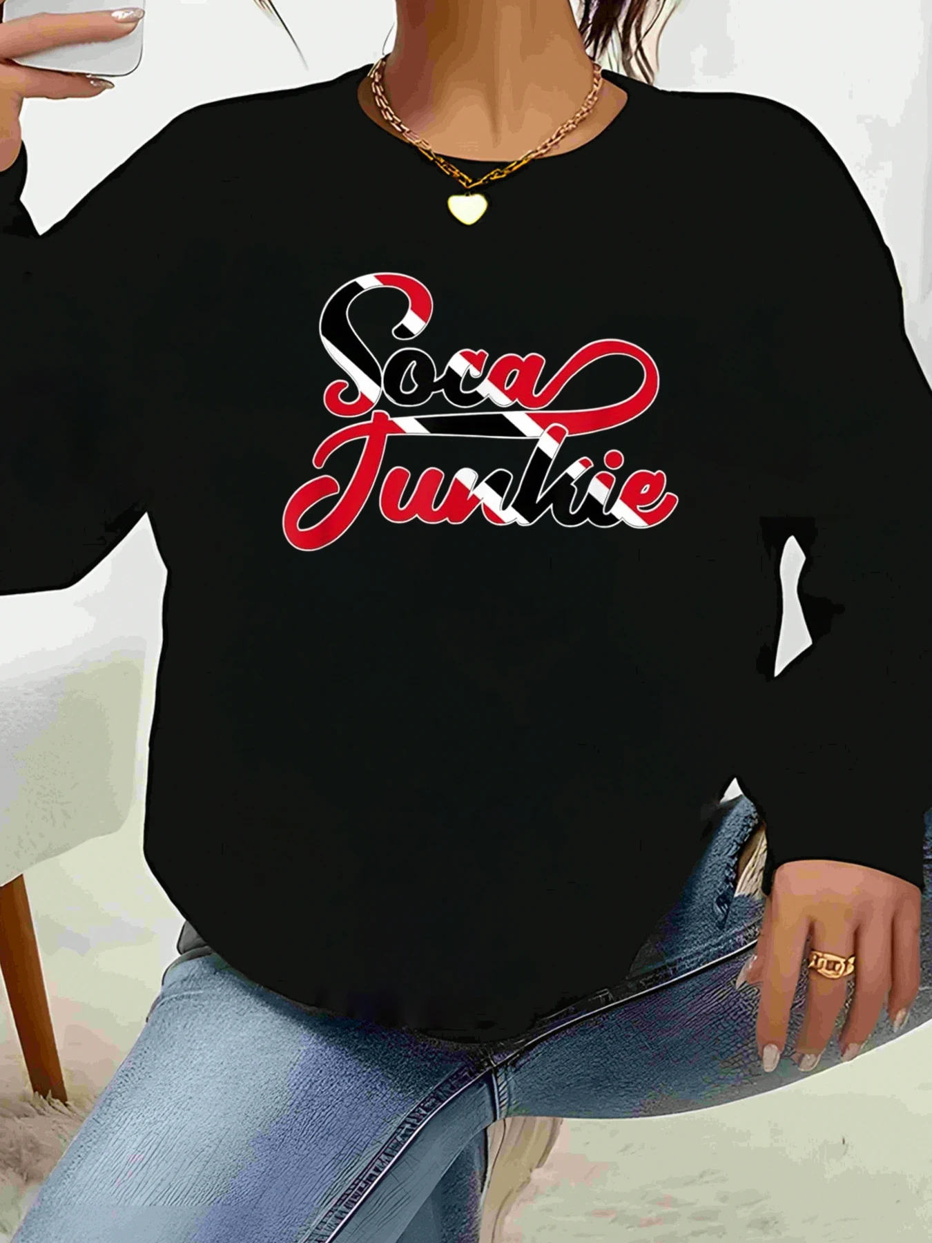 سوكا طباعة طويلة الأكمام البلوز عطلة عيد الميلاد عارضة ارتداء المرأة