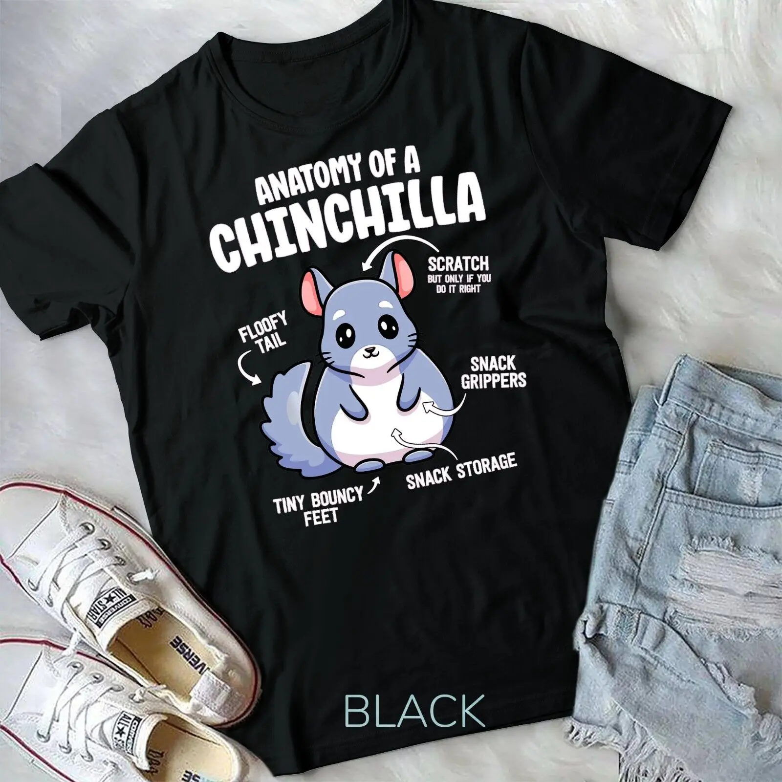 

Anatomy Of A Chinchilla Shirts For Women Lover Mom Unisex T-shirt