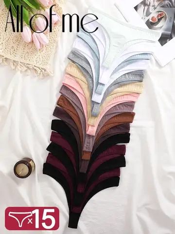 Cotton Women Panties 15Pcs Cotton Panties G-String Women Panties Sexy Underwear Female Lingerie Thong Briefs for Woman Solid Color Intimate Pantys