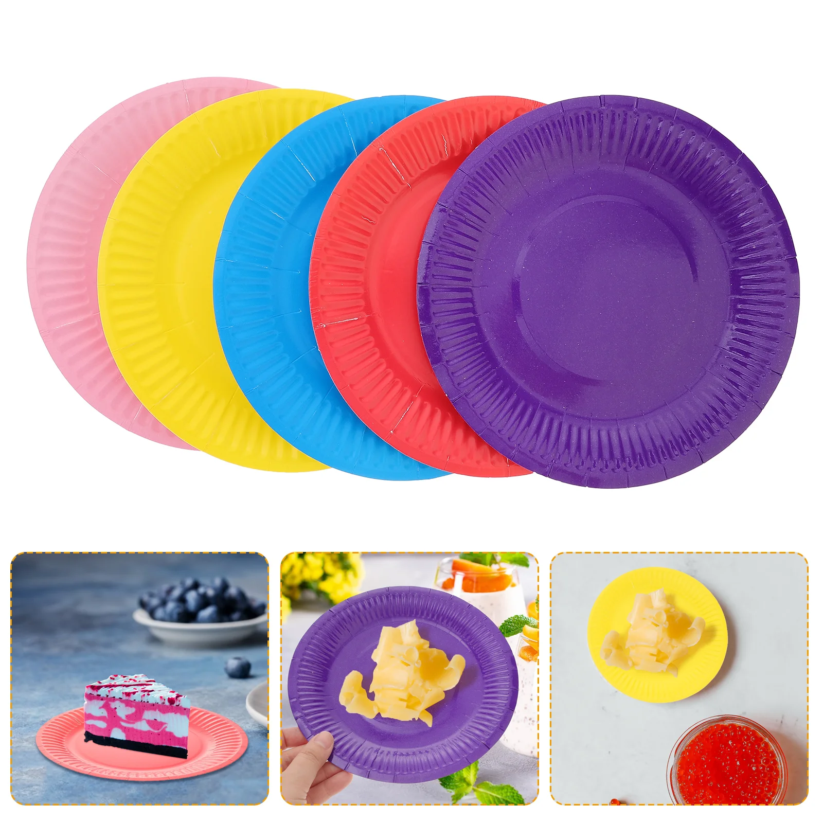 

50 Pcs Paper Plate Holders Party Supplies Colored Plates for Parties Cake Tray Child