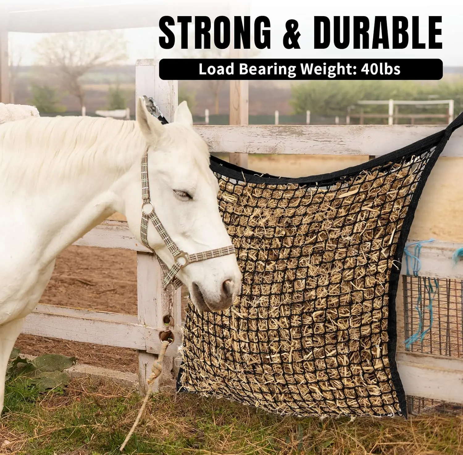 Red de Heno de Alimentación Lenta para Caballos, Bolsa de Heno de Gran Capacidad, Red de Heno de Fácil Relleno para Cabras, Ovejas, Caballos de Montar, Viajes