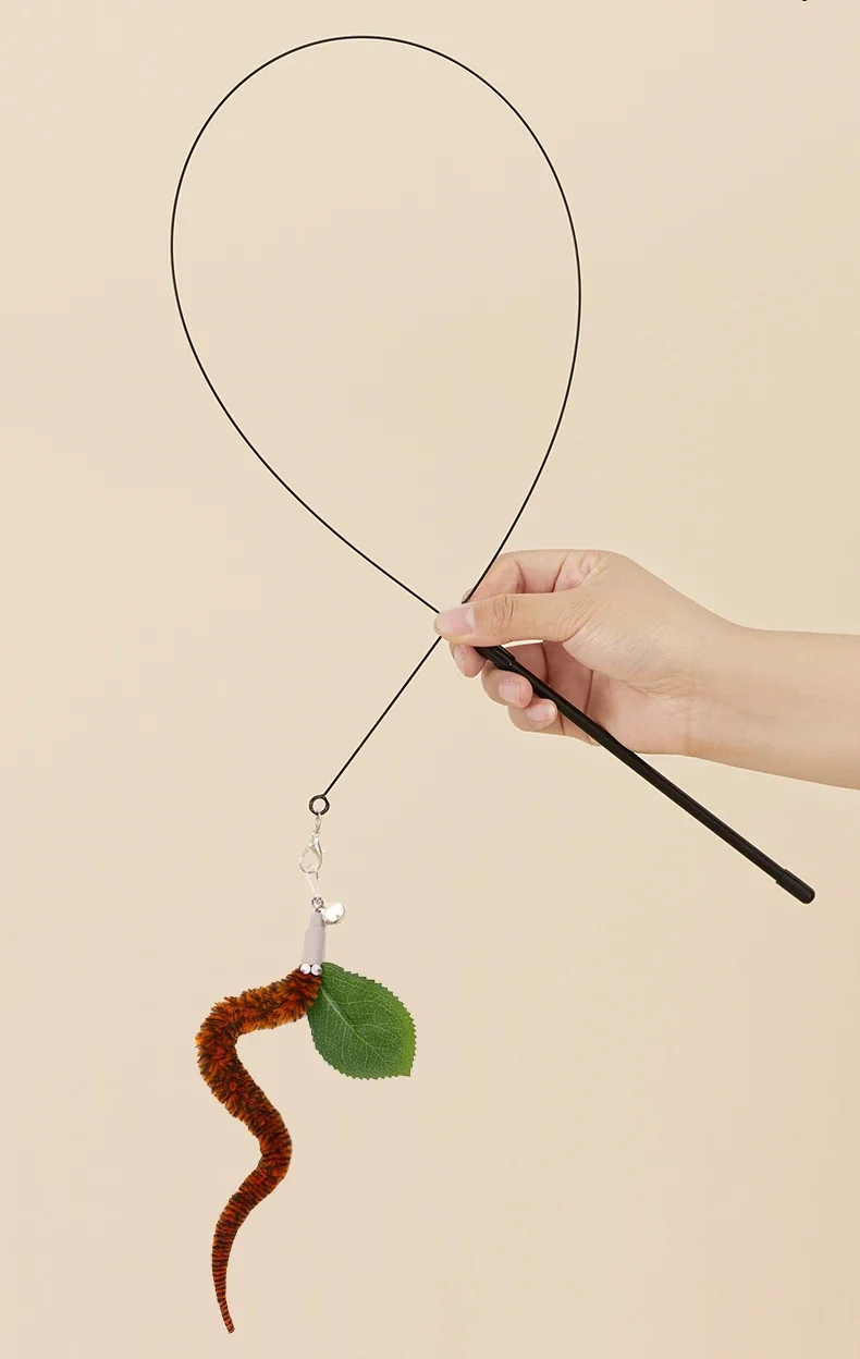 Caterpillar Cat Toy Set Cat Feather Teaser Wand Toy for Kitten Cat Dog Plush Worms Interactive Training Playing Stick Pet Toy