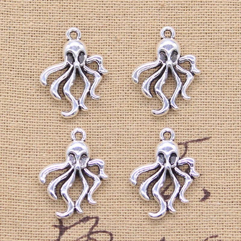 10pcs Charms Octopus Squid 24x18mm Tibetan Silver Color Pendants DIY Antique Making Handmade DIY Findings Crafts Jewelry
