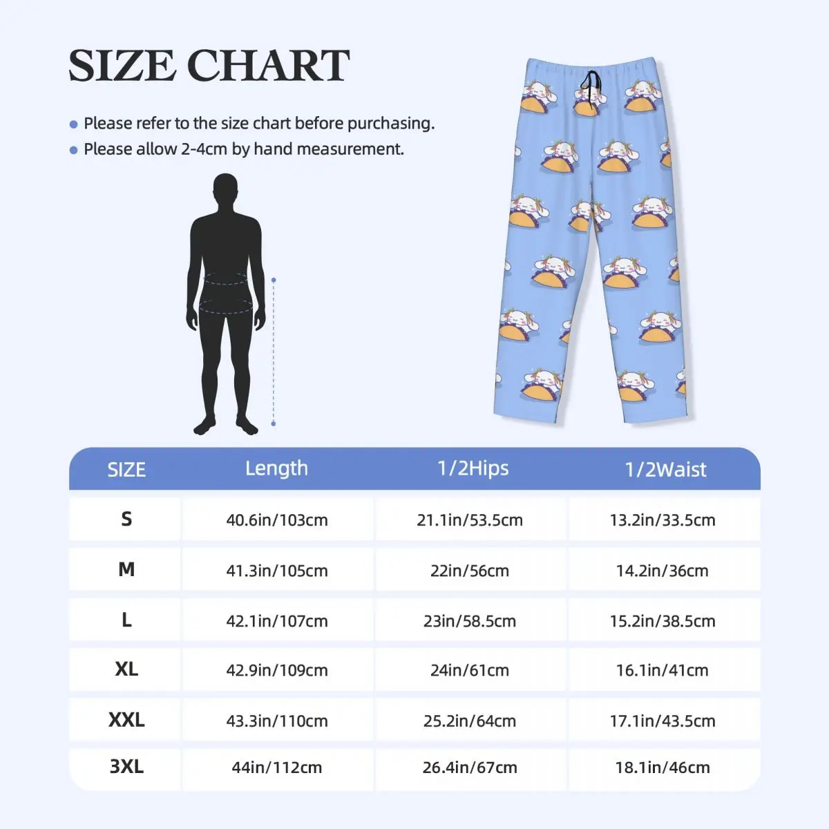 Op maat gemaakte Cinnamoroll pyjamabroek voor heren, witte hondennachtkleding, slaaploungebroek met zakken
