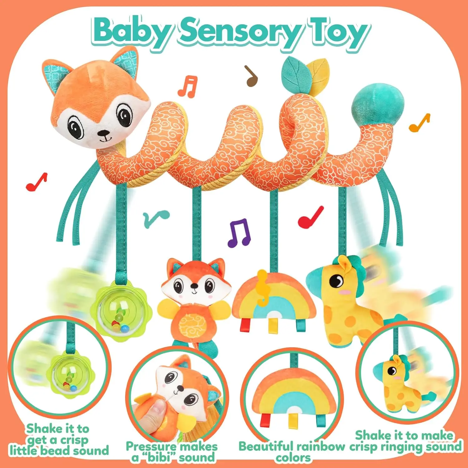 Juguetes para asiento de coche de bebé, cochecito de actividades, juguete para niños y niñas de 0 3 6 9 10 12 meses, juguetes de peluche colgantes en espiral, juguetes para Baby Shower