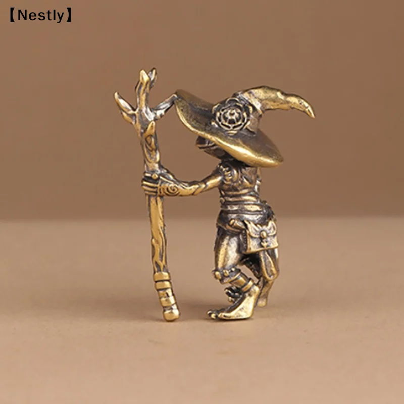 Vintage-Messingfigur Zauberer-Frosch, Schreibtisch-Ornament, Metall, niedliche Figuren, Miniaturen, Heim- und Bürodekoration, Auto-Ornamente〔Nest〕 – Detail 5