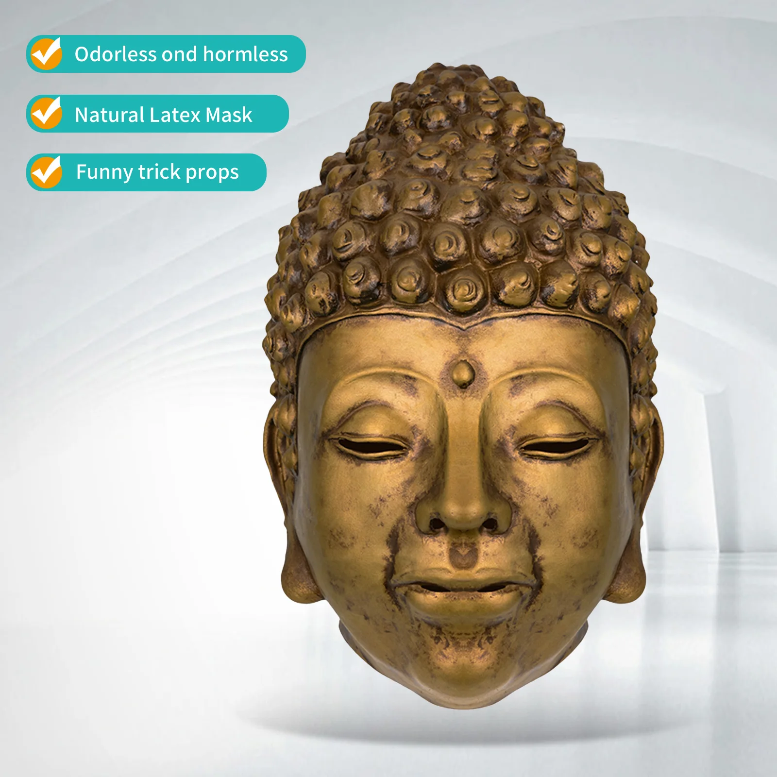 

Serene Bronze Buddha Head Wall Art, Zen Thai Style Buddha Mask Sculpture for Home Meditation Decor