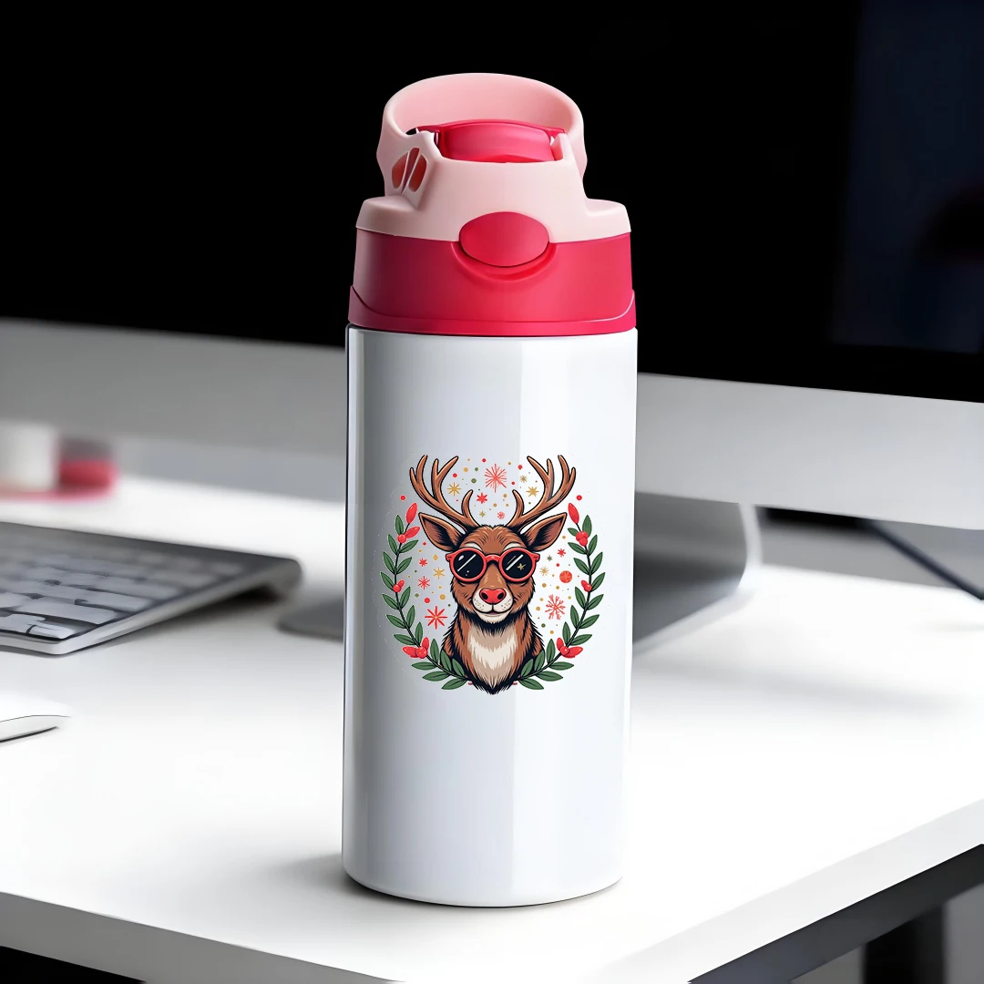 

304 stainless steel thermal cup + cartoon Santa Claus straw cup + essential holiday kids water bottle - Top Christmas Gift Pick