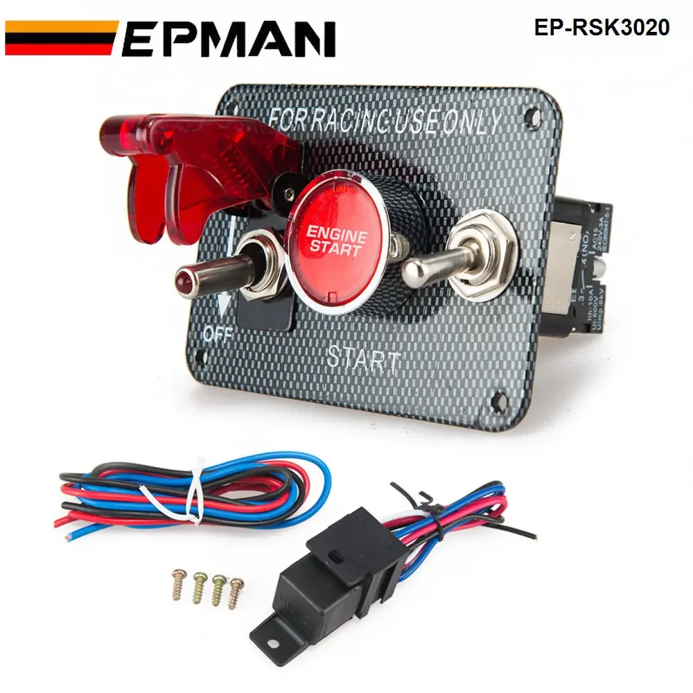 

12V Ignition Switch Panel Engine Start Push Button LED Toggle for Racing Car EP-RSK3020