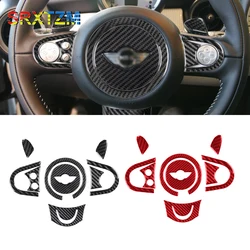 Carbon Fiber Interior Auto Steering Wheel Buttons Trim Sticker For BMW MINI Cooper R55 R56 R57 2007 - 2010 Modification