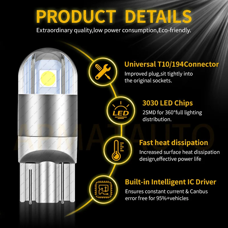 4pcs LED Clearance Light W5W T10 Canbus For Peugeot 1007 107 206 207 307 4007 4008 407 508 607 807 Bipper Tepee Expert Partner view 5